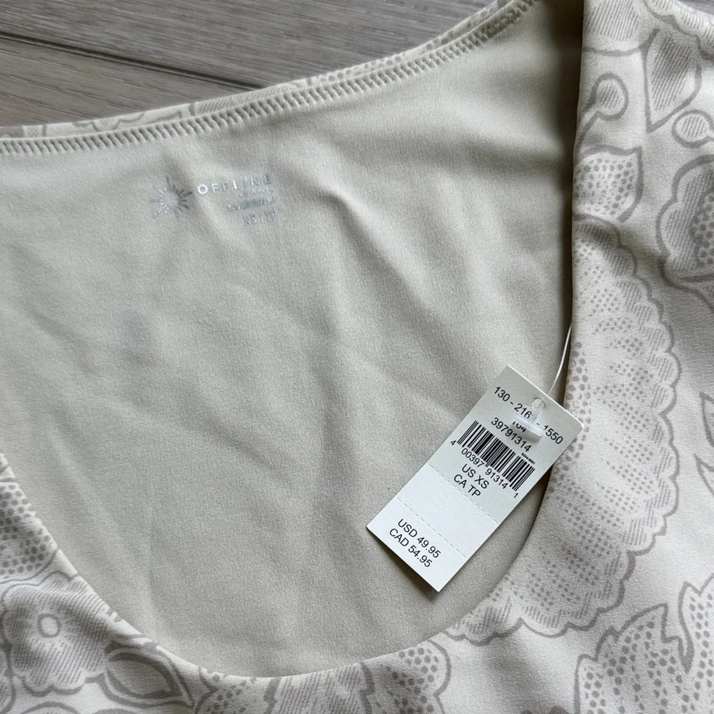 Aerie Cream Floral Long Sleeve Bodysuit - Picture 2 of 3